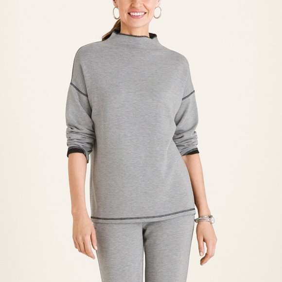 Chico's Tops - Chicos Zenergy Mock Neck Pullover Gray Shirt 2 L